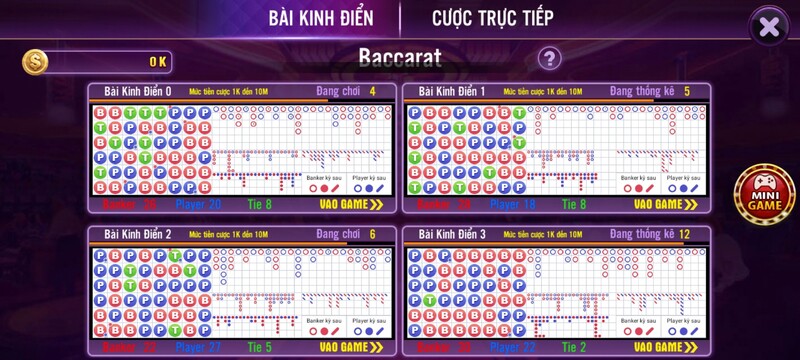sảnh game bài baccarat tdtc